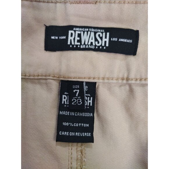 Rewash Womens Tan High-Waisted Cotton Blend Utility Shorts Size 7/28 2-Button. - Picture 3 of 7
